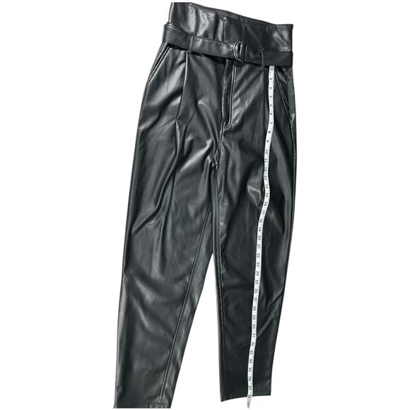 Open Edit Black Faux Leather Pants Size M Soft Lined Trousers with Belt Street - Picture 9 of 12